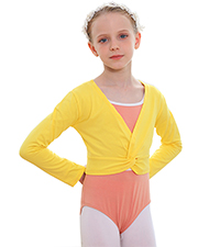 Kiench Girls Ballet Wrap Top Long Sleeve Dance Crop Tops Cardigan Shrug V Neck