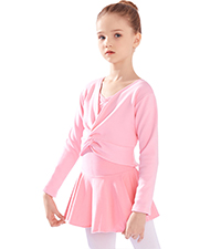 Kiench Girls Ballet Wrap Top Long Sleeve Dance Crop Tops Cardigan Shrug V Neck