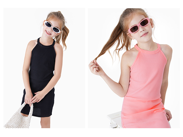 Girl''s Sleeveless Bodycon Dress Halter Neck Pencil Cami Midi Basi Dresses 4-12 Years