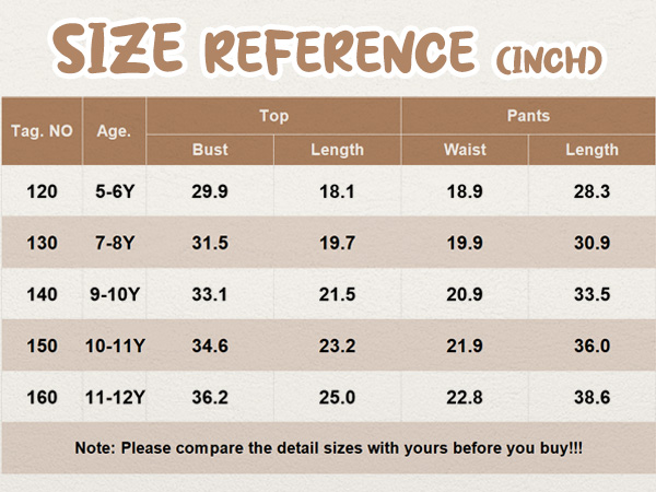 Girls Clothes Size