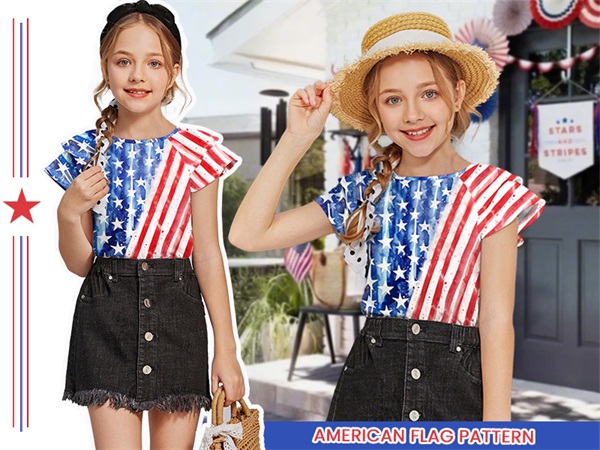 girls usa flag shirts