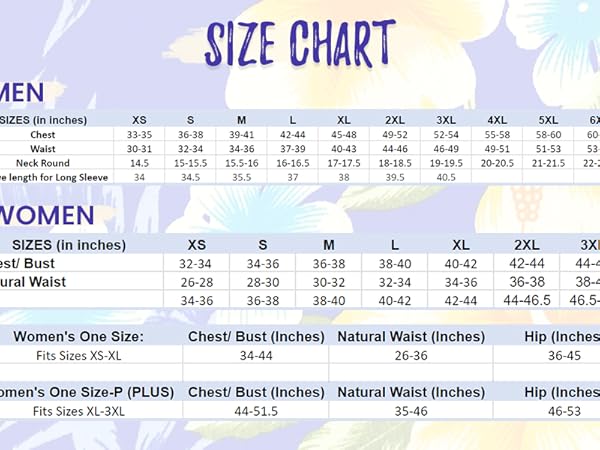 Men &amp; Women Size Chart