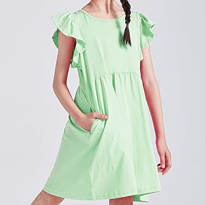 girl flutter sleeve dress