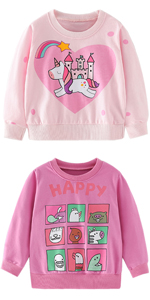 Girls Cotton Pink Sweatshirts Cartoon Tops