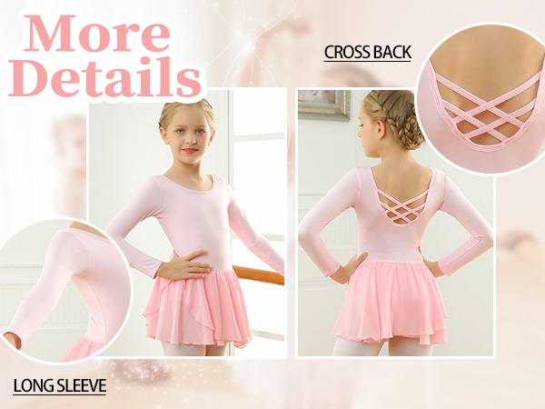 long sleeve cross back dance leotard