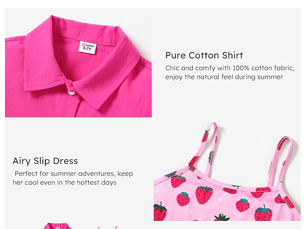 Girl''s Dress 2 Piece Outfit Cami Dresses and Crop Button Down Blouse Shirt Clothing