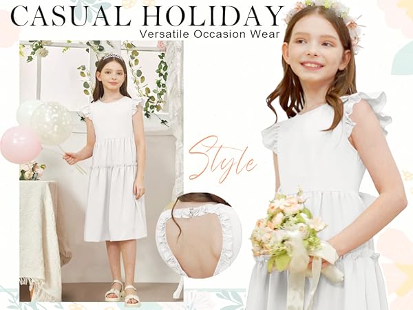 girls Sleeveless Sundresses special holiday dress Casual Midi Sundress with Pockets