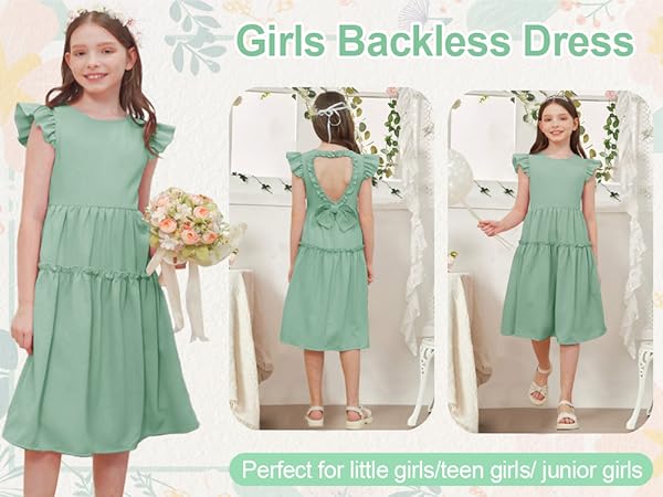 girls summer dress girls sleeveless dress girls backless dress girls elegant dress 