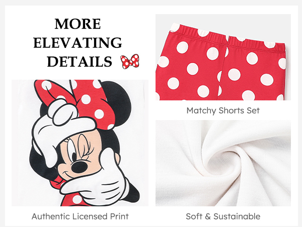 Disney Mickey and Friends Toddler Kids Girls Summer Outfits Shortsleeve Tee Shirt and Shorts Set