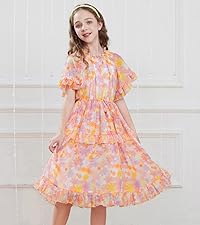 girls orange dress girls floral dress girls summer dress girls dress size 8