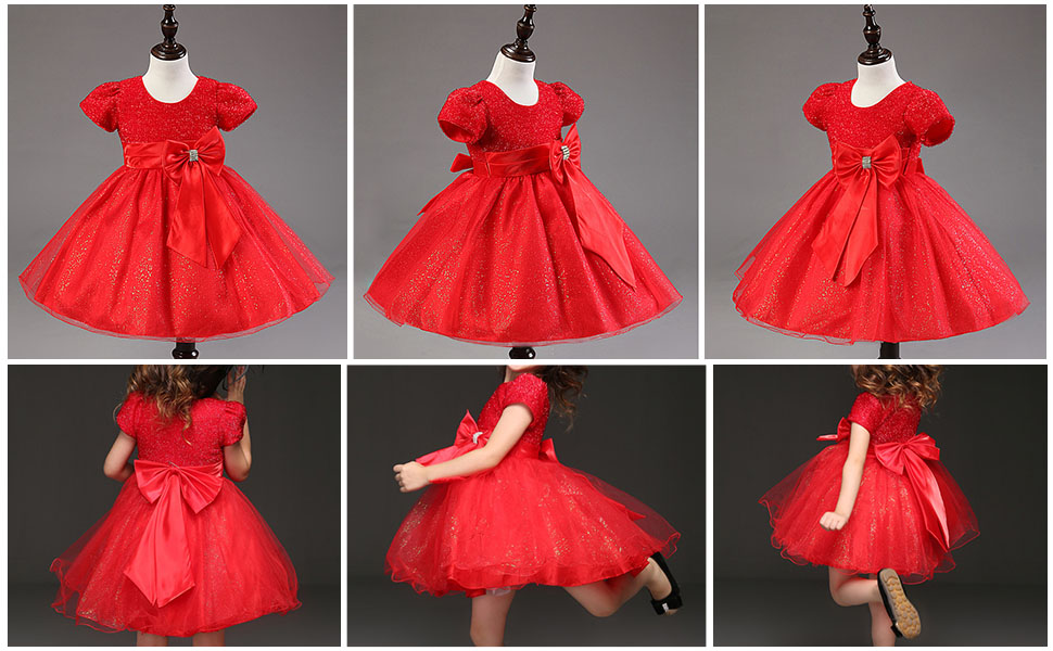 girls Christmas party costumes red