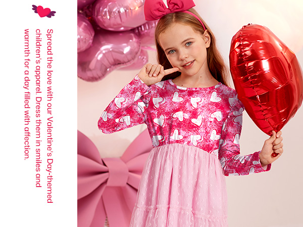 Girls Valentine''s Day Tulle Hem Midi Dress