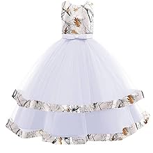 snowfall camo flower girl pageant dress