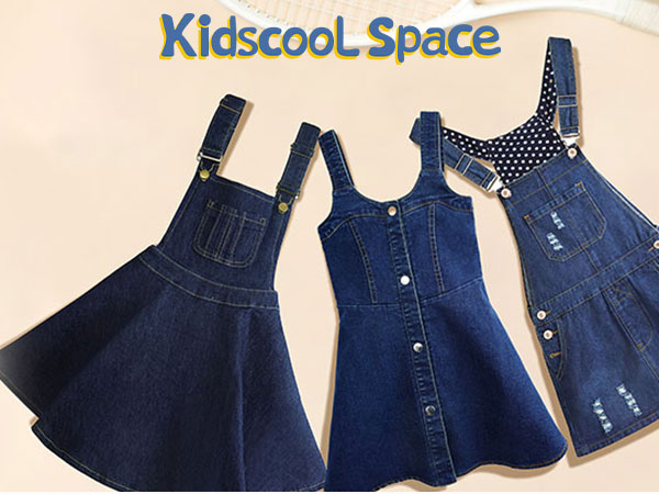 KIDSCOOL SPACE Girls Jean Overall Dress