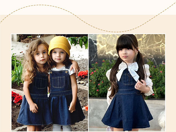 KIDSCOOL SPACE Little Girls Jean Overall Dress