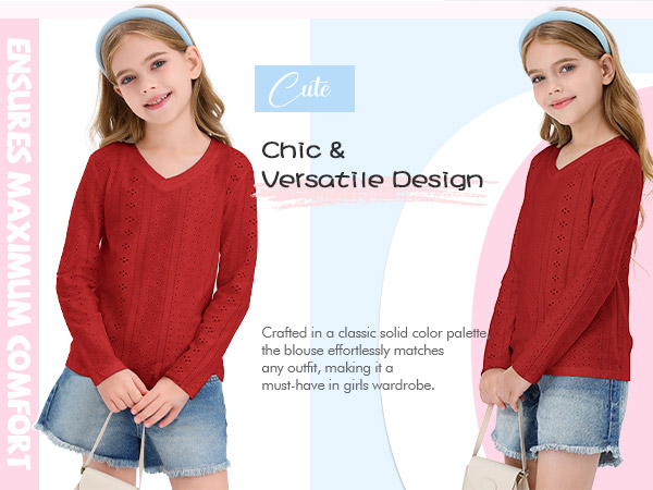 Girls Solid Color Shirts