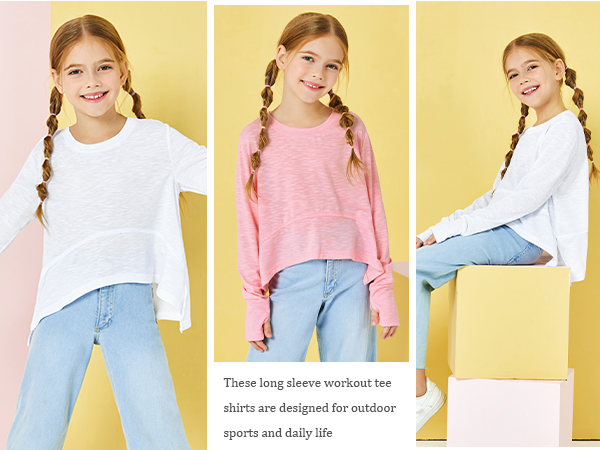 Kids Long Sleeve Cute Crop Tops