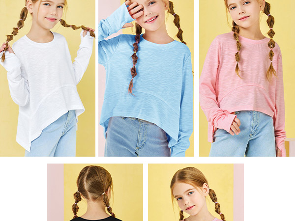 Kids Long Sleeve Cute Crop Tops