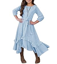 Girls 3/4 Sleeve Maxi Dress