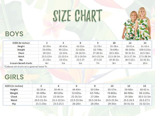 Boys &amp; Girls Size Chart