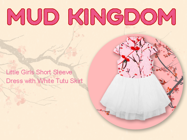 Mud Kingdom Little Girls Qipao Dress with White Tutu Skirt