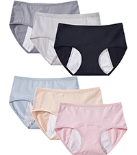  Kiench Teen''s Period Panties Cotton Big Girls'' Menstrual Underwear 6-Pack