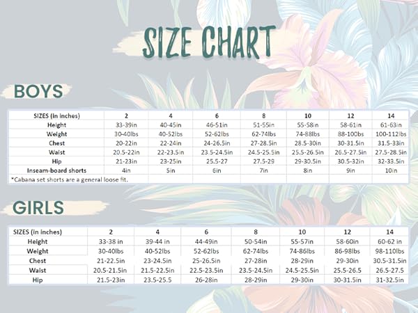 Boys & Girls Size Chart