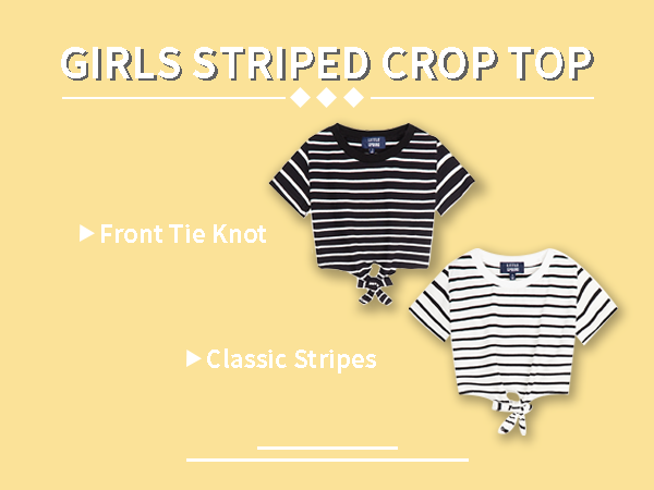 girls short sleeve striped crop tops