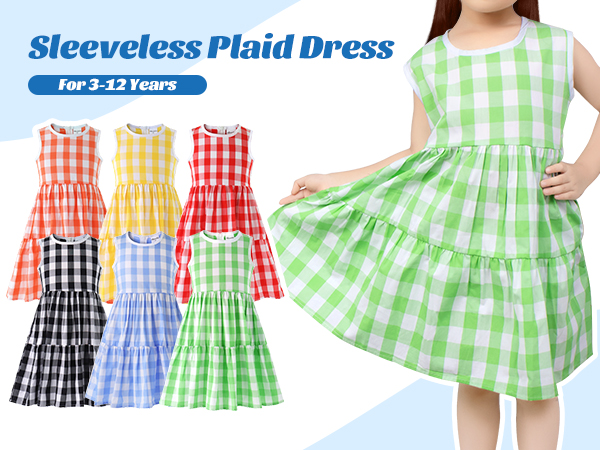 girl plaid sleeveless dress