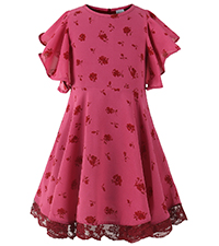 girls lace hem floral dress rose pink  4t