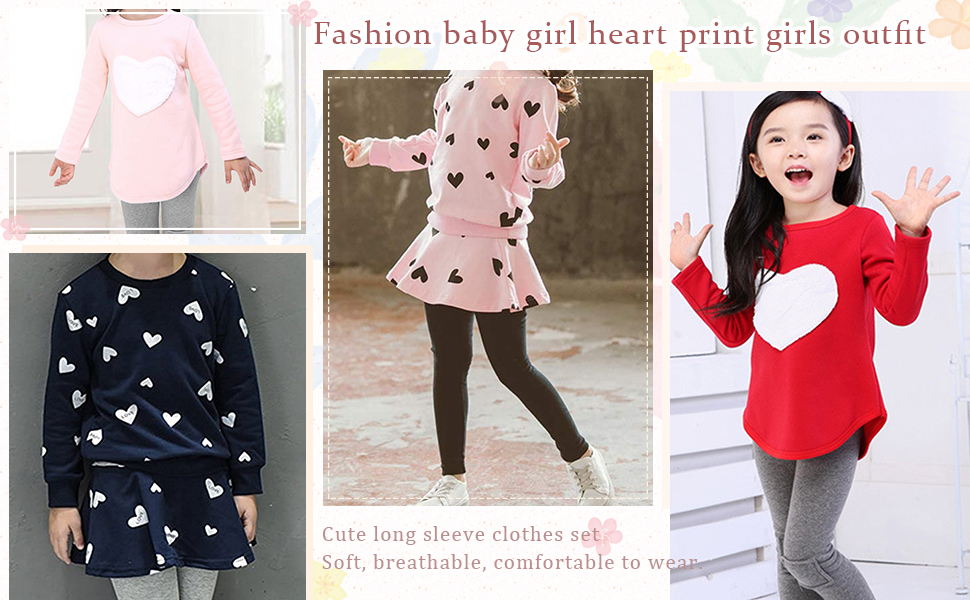 fashion baby girl heart print girls clothes