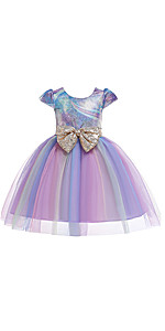 Flower Girls Party Dress Rainbow Tulle Kids Princess Lace Pageant Prom Ball Gown