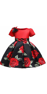 Flower Girls Wedding Party Dress Floral Print Ball Gown