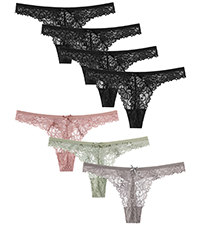 Kiench Teens Girls Lace Thongs Underwear Low Rise 7-Pack