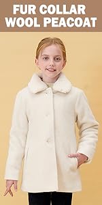 Girls fur collar wool peacoat