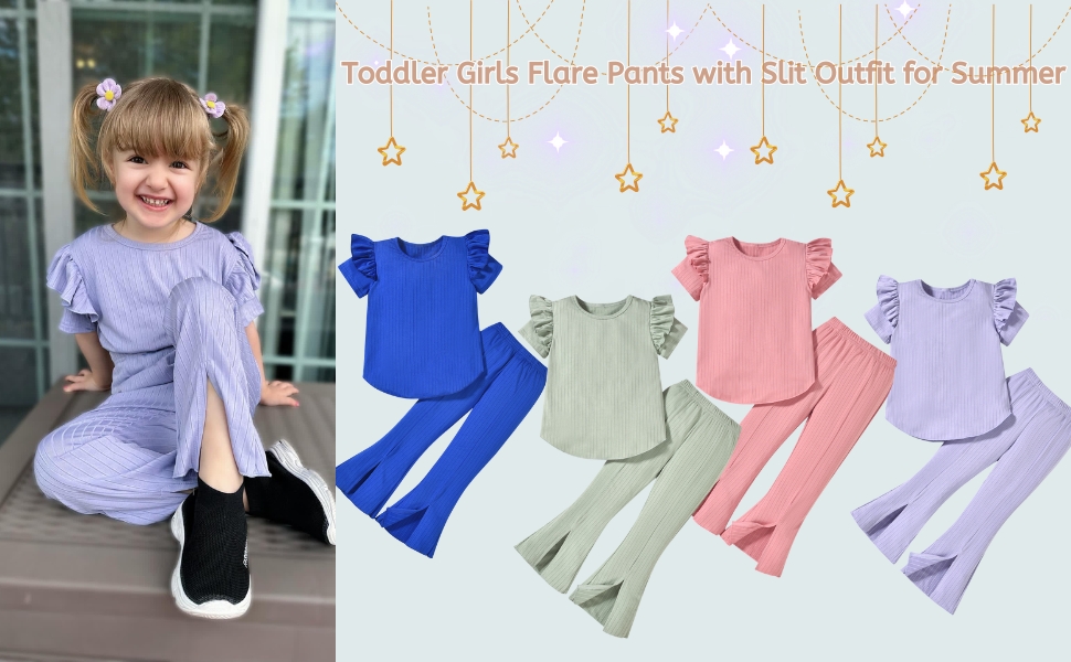 Toddler Girls Flare Pants with Slit Outfit