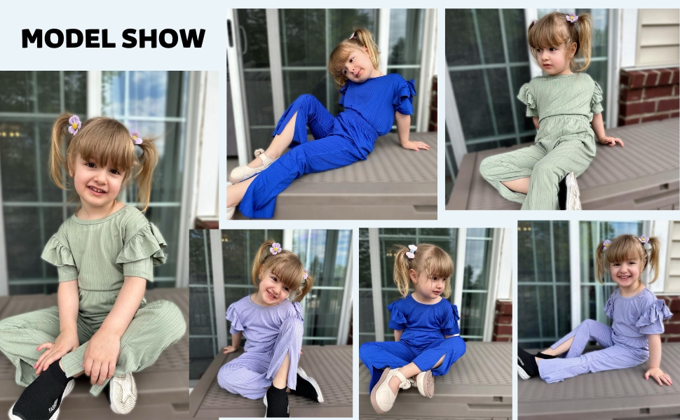 Toddler Girls Flare Pants with Slit Outfit