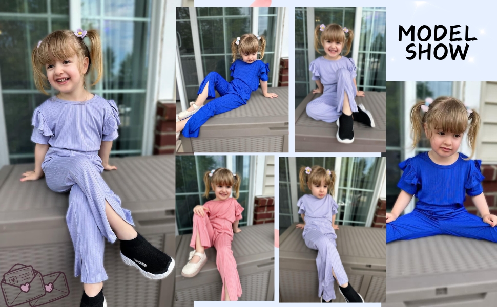 Toddler Girls Flare Pants with Slit Outfit