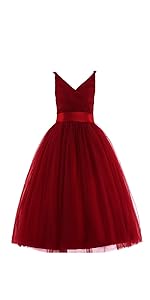 kids wine red Christmas dresses