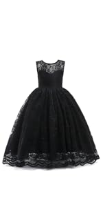 Full Lace Flower Girls Dress Black