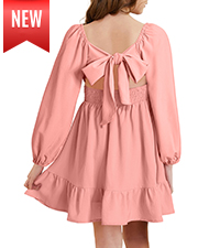 Girls Ruffle Long Sleeve Dresses 