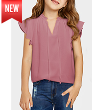 Girls Ruffle Sleeve Tops