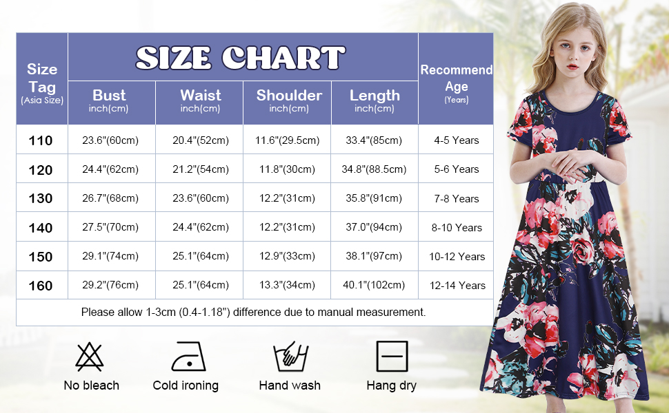 girls short sleeve boho floral print loose casual long maxi dress 