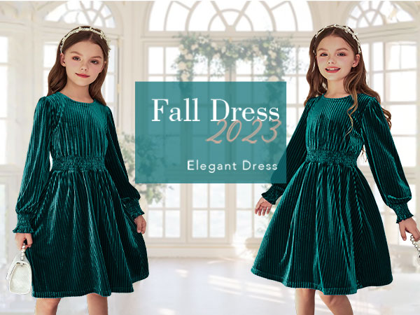 girls green velvet dress