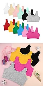 12 Pack Girls Cotton Cropped Bra