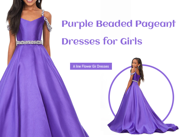 purple beaded pageant dresses for girls