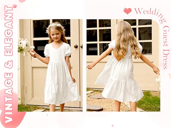 girls white dress flower girls dress wedding guest dress for girls party dress 