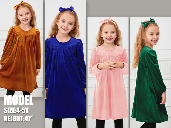 GIRLS BUBBLE SLEEVE VELVET DRESS