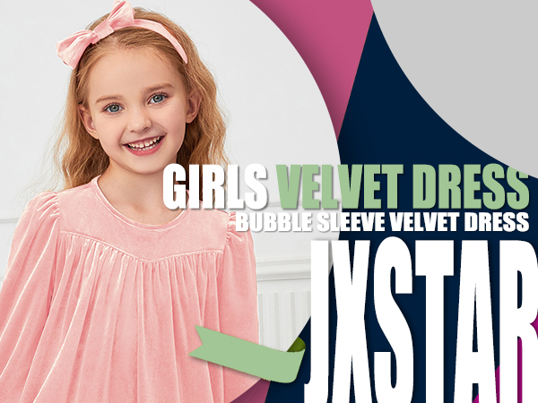 GIRLS BUBBLE SLEEVE VELVET DRESS