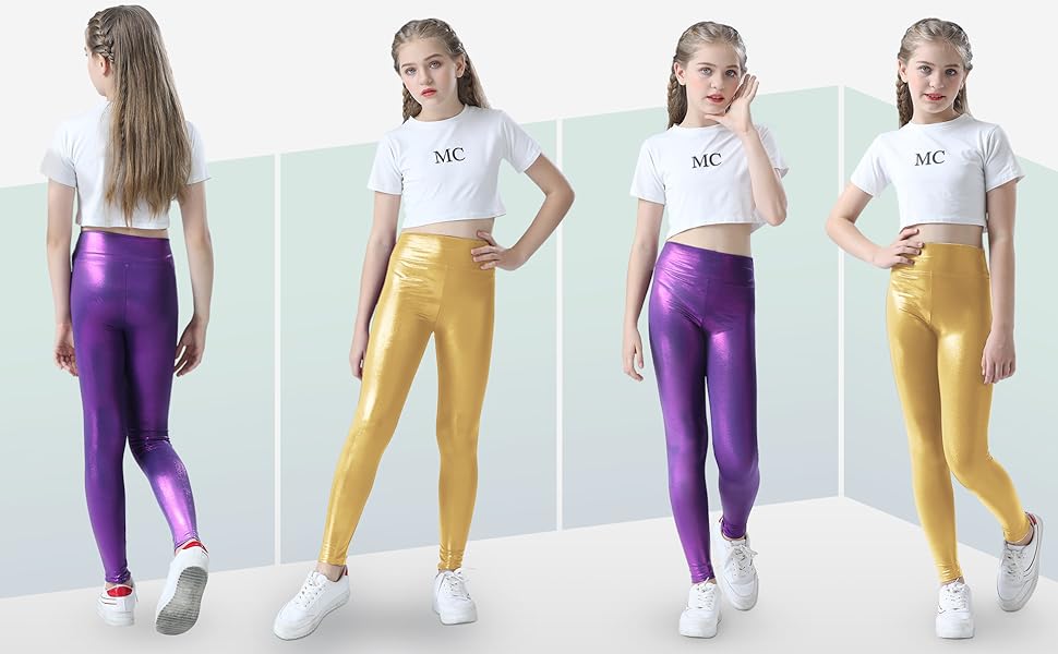 shiny leggings for girls